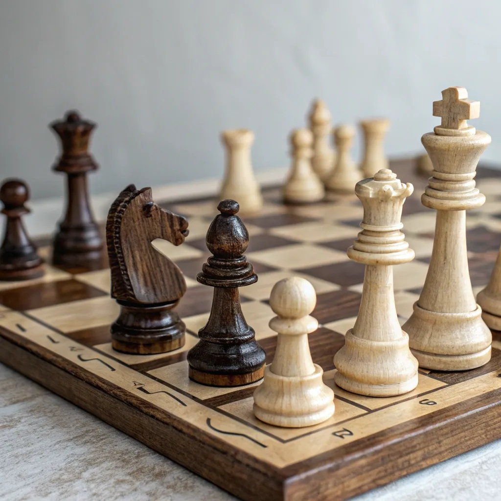 Chess pieces on a board representing strategic thinking